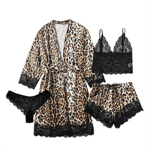 Luxury Satin‑Look Lace 4‑Piece Pajama Set
— Confidence starts with what you wear to bed