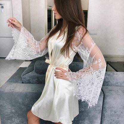 Women's Lace Robe Nightgown | Elegant Sleepwear Bathrobe