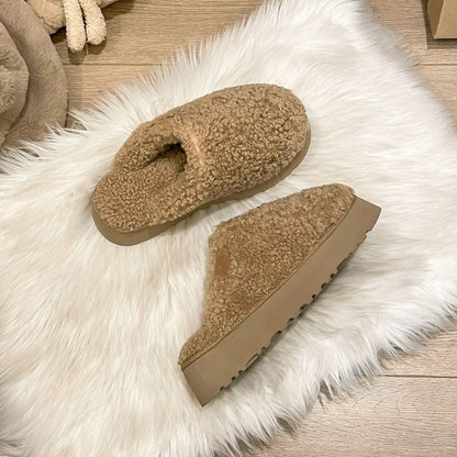 Teddy Plush Winter Slippers – Warm Maroon Indoor Footwear