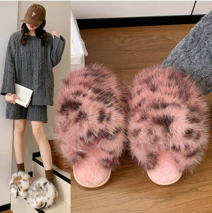 Fluffy Baotou Winter Slippers – Soft Warm Closed‑Toe Indoor Comfort