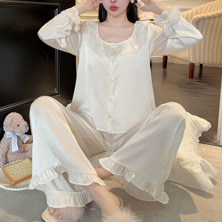 Women's French Princess 3-Piece Pajama Set | Three-Quarter Sleeve