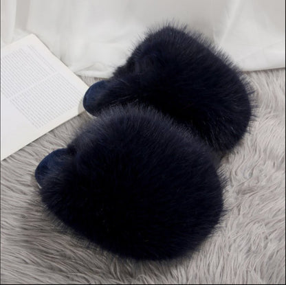 Fluffy Baotou Winter Slippers – Soft Warm Closed‑Toe Indoor Comfort