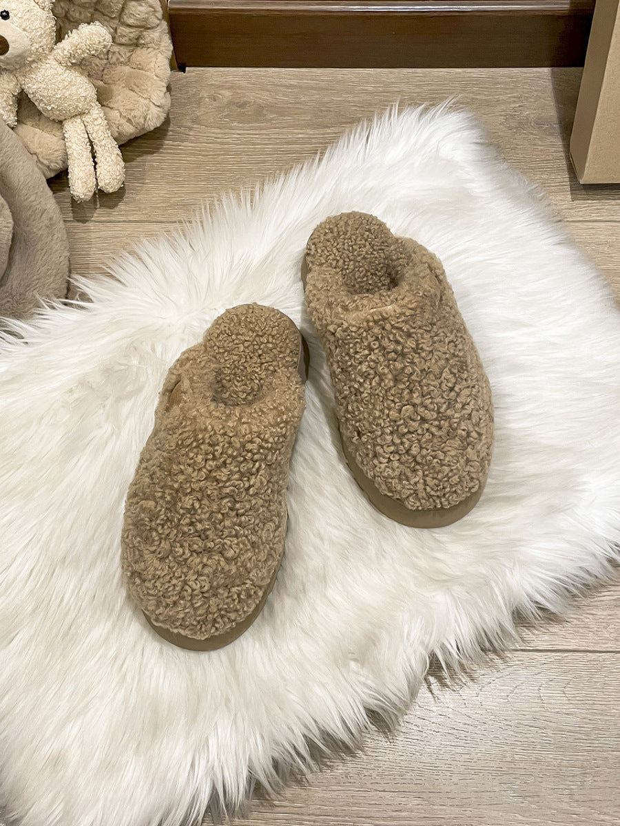 Teddy Plush Winter Slippers – Warm Maroon Indoor Footwear
