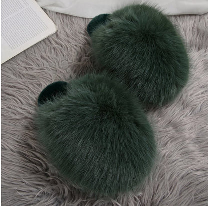 Fluffy Baotou Winter Slippers – Soft Warm Closed‑Toe Indoor Comfort