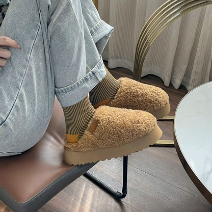 Teddy Plush Winter Slippers – Warm Maroon Indoor Footwear