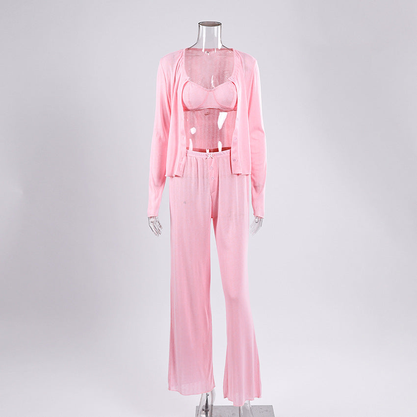Women's Jacquard Knitted Pajama Set | Soft & Feminine Sleepwear