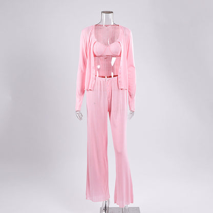 Women's Jacquard Knitted Pajama Set | Soft & Feminine Sleepwear