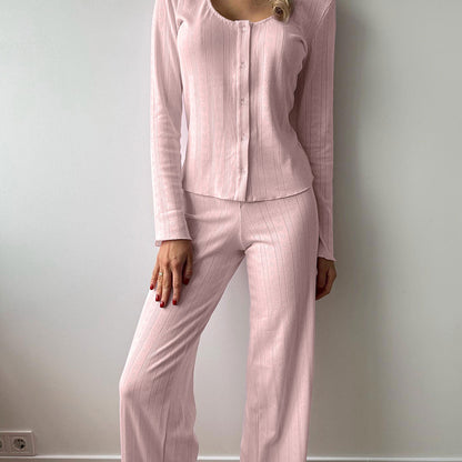 Women's Jacquard Knitted Pajama Set | Soft & Feminine Sleepwear
