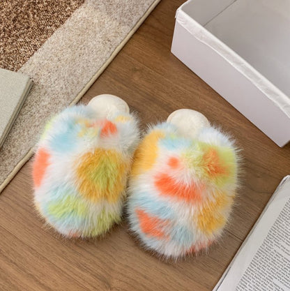 Fluffy Baotou Winter Slippers – Soft Warm Closed‑Toe Indoor Comfort