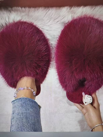 Fluffy Baotou Winter Slippers – Soft Warm Closed‑Toe Indoor Comfort